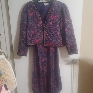 Vintage Purple Paisley Jacket and Slip Set. Miss Dior
